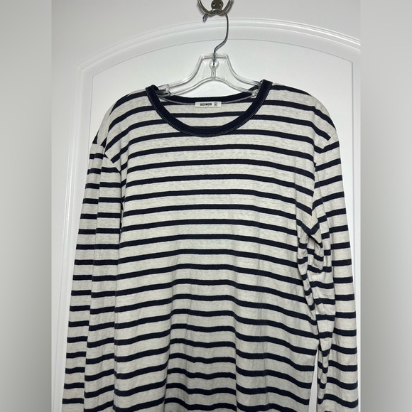 Buck Mason Striped Navy Grey Long Sleeve Top size Medium nautical preppy chic - Picture 3 of 11